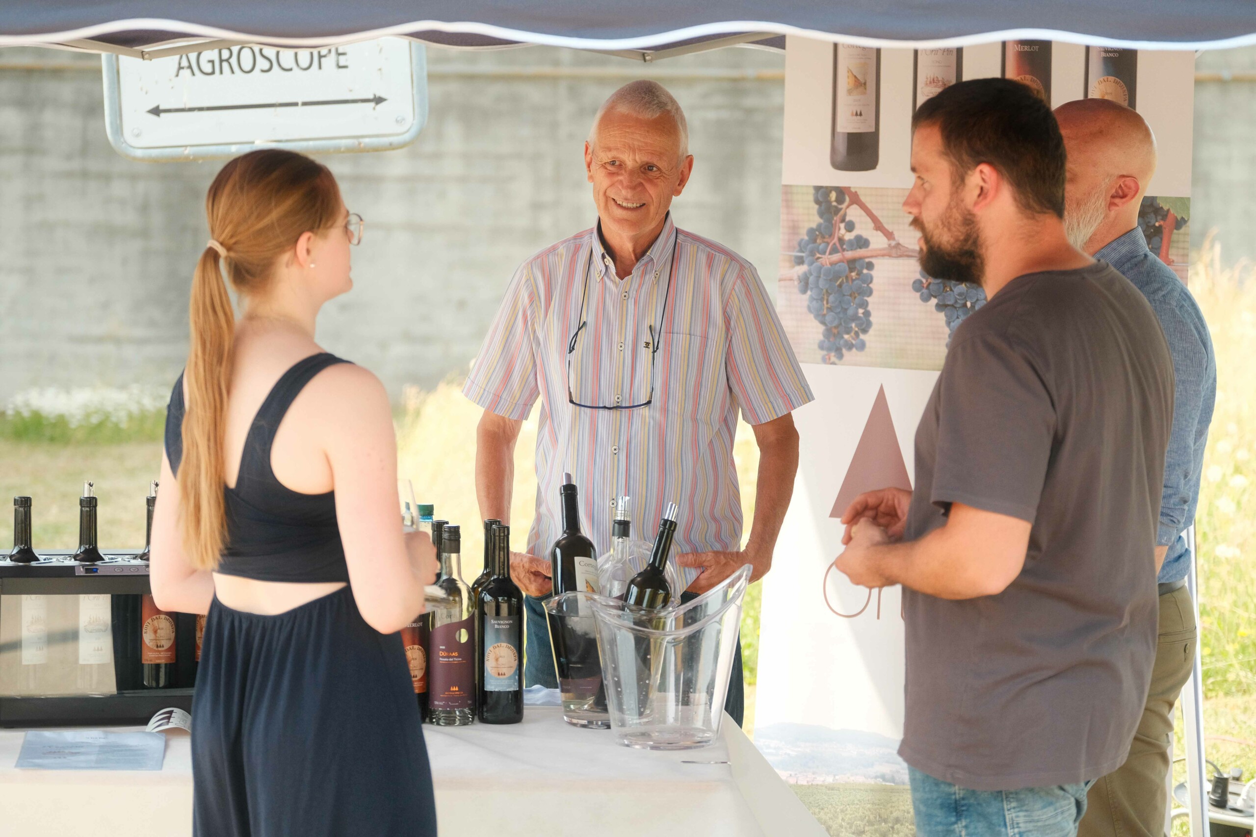 Présentation de plusieurs vins lors de l'anniversaire des 75 ans de Changins