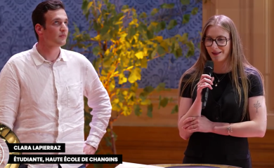 Clara Lapierraz-Bonato et Maxime Bagnoud parlent à la Cérémonie des Vins genevois 2025